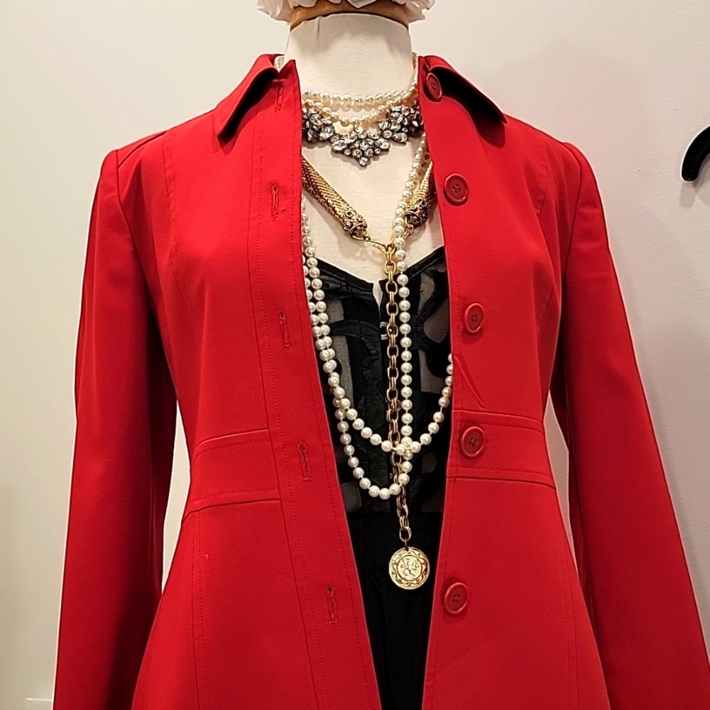 Lillie Rubin ladies red blazer jacket, size 4 EUC